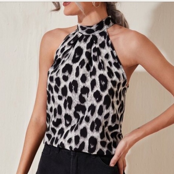 Boho leopard print halter tank top brown/black - Picture 6 of 6